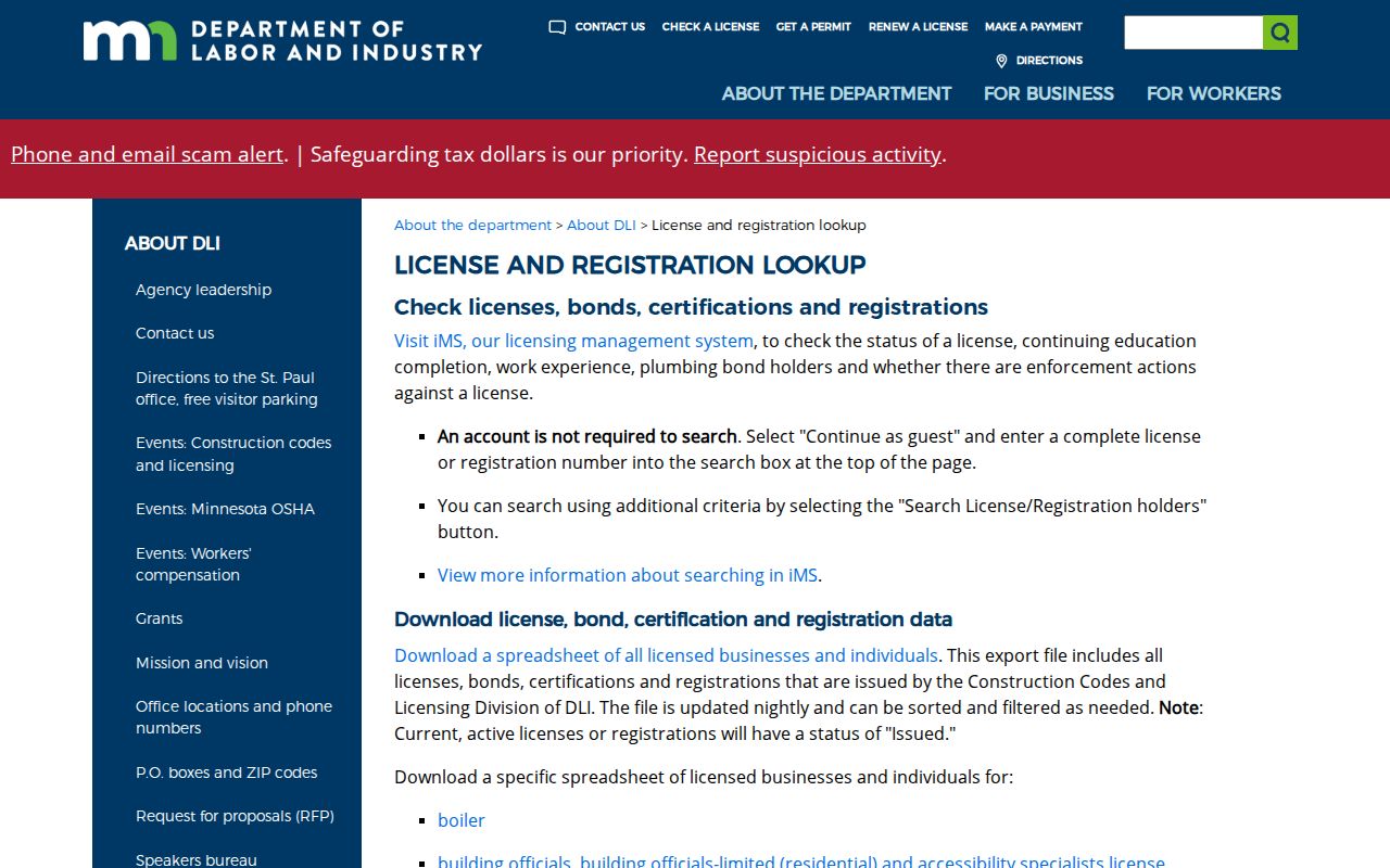 Fridley residents directory Minnesota DLI license lookup