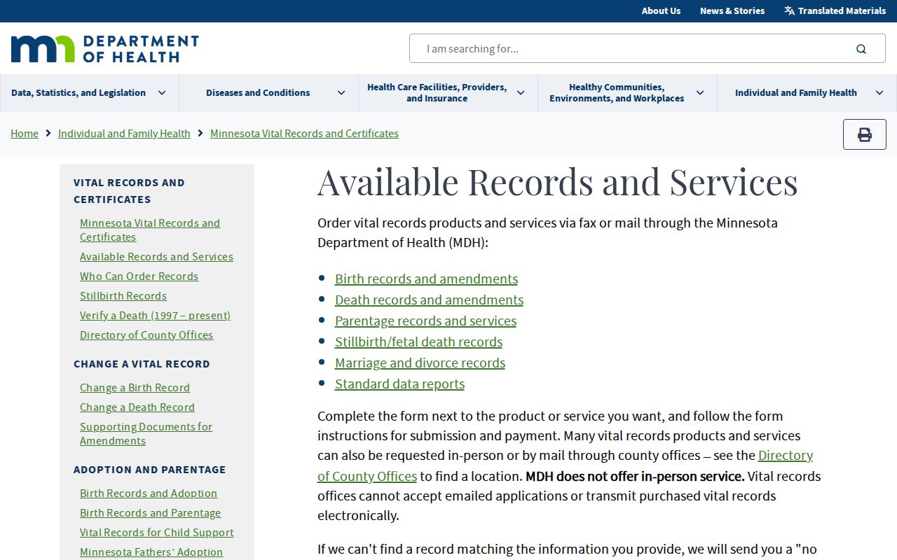 Fridley residents directory Minnesota vital records access